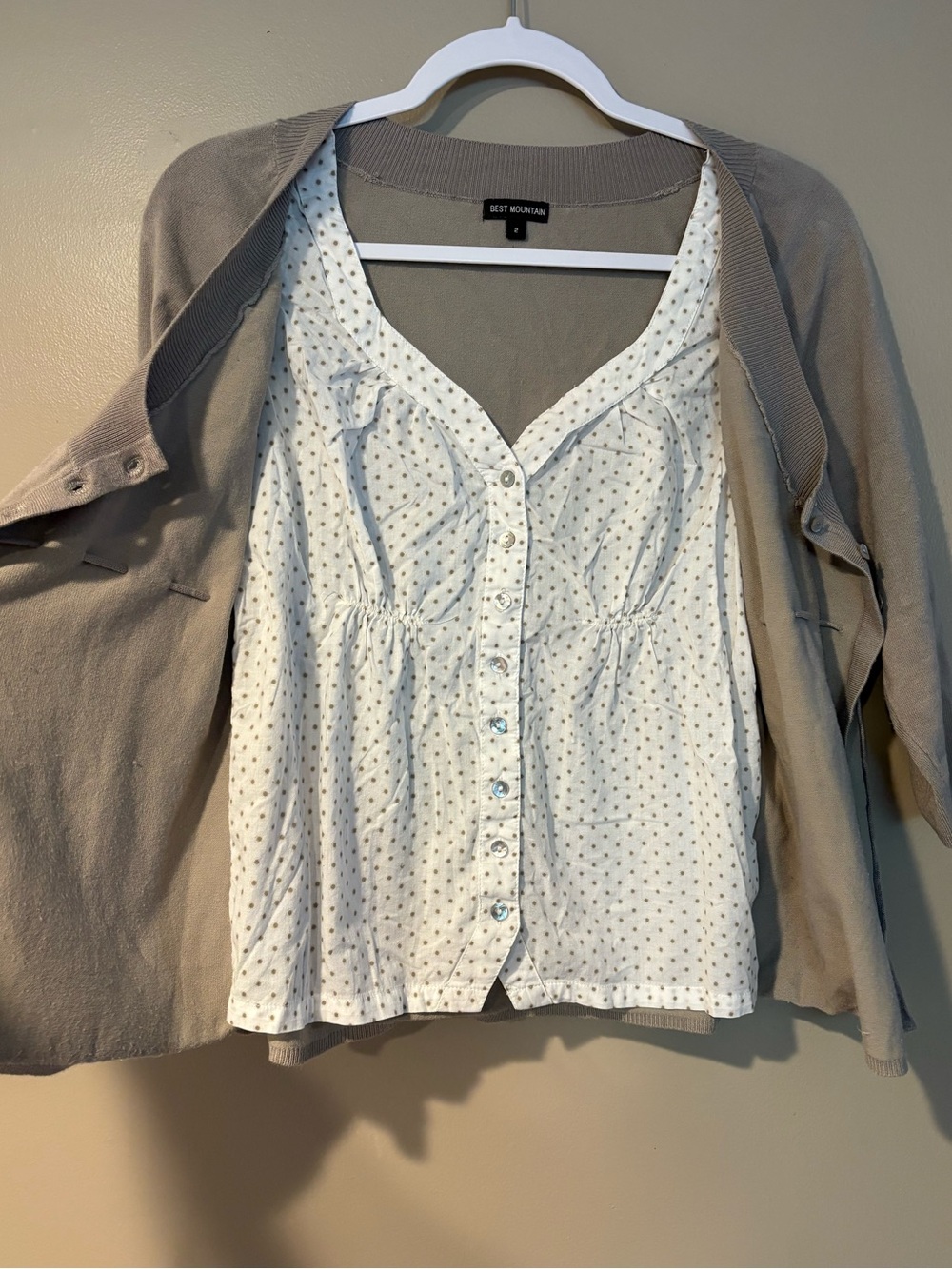 2000s coquette preppy polka dot button up cardigan soft girl academia - Picture 5 of 7